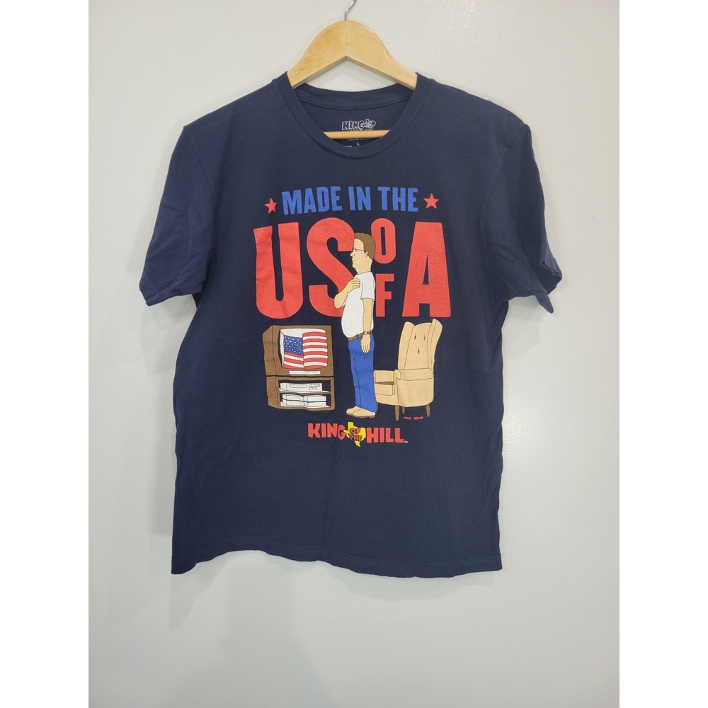 King of the Hill Made in the USA Hank T Shirt Men's Large Navy‎ Blue